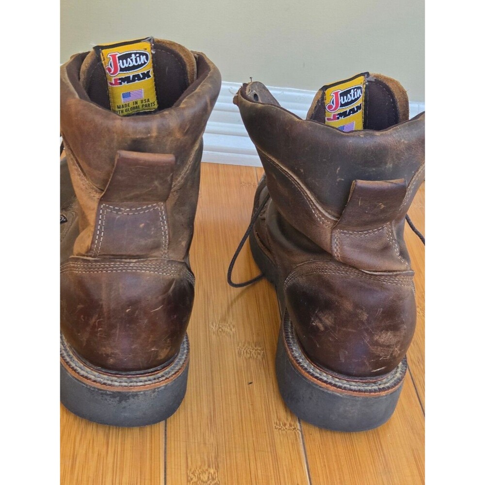 Justin J-Max Work Boots Men’s 440 Tan Gaucho, 8″ tall Made in the USA 12EE - Picture 5 of 16